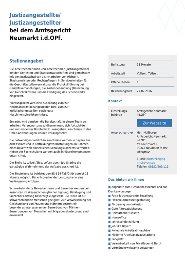 Stellenausschreibung Jang