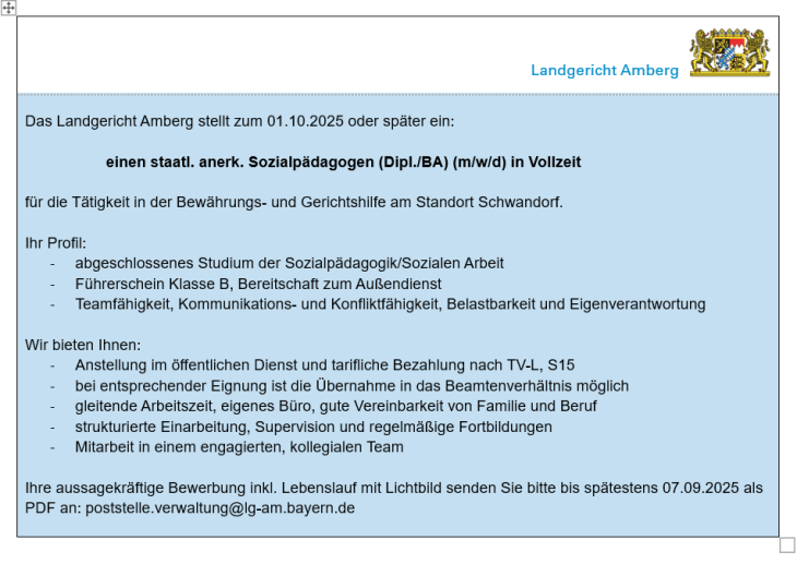 Stellenanzeige Stellenanzeige